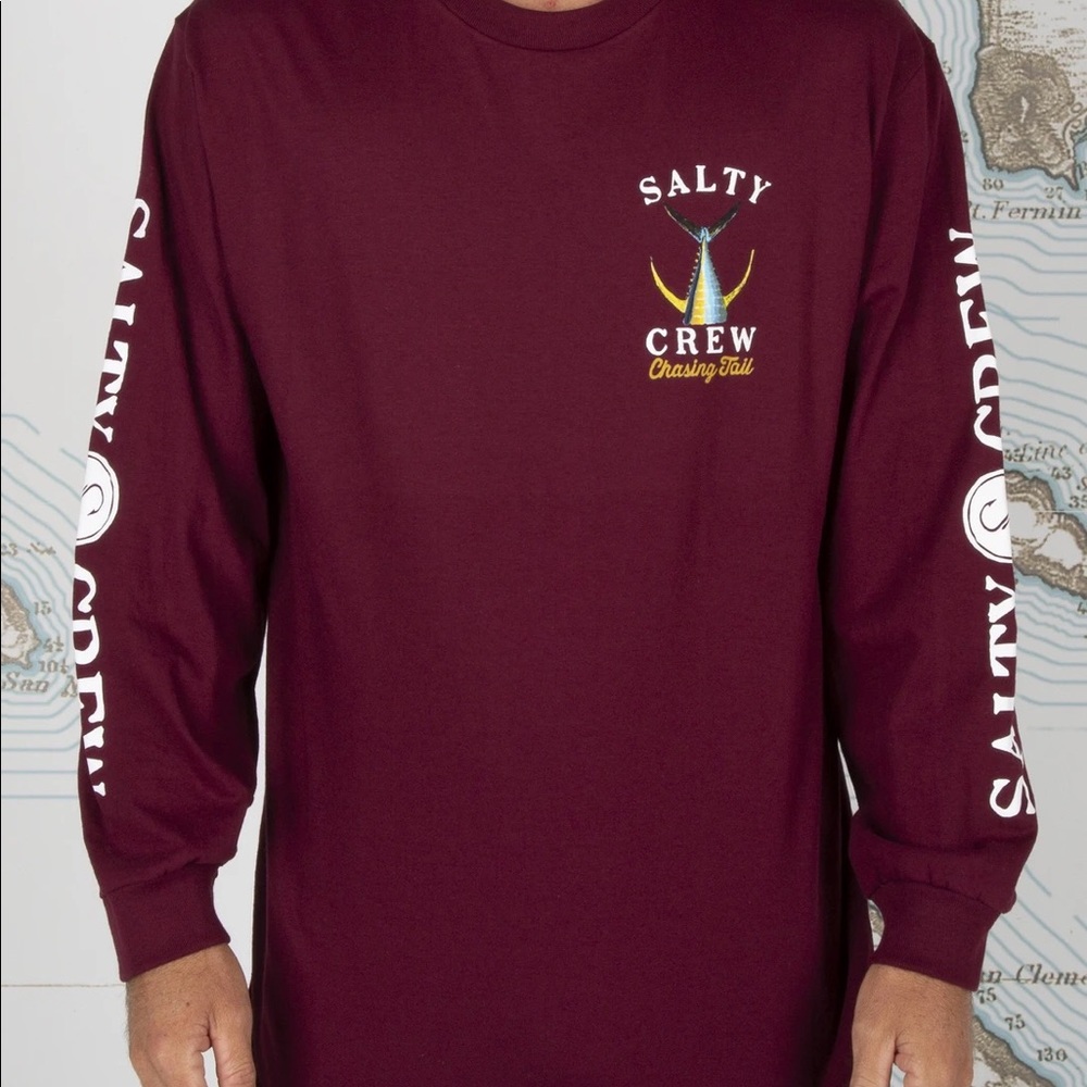Maroon Salty Crew Long Sleeve - Picture 4 of 6